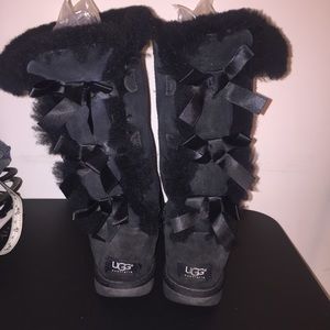 Ugg Black Triple Bow Boot | 6